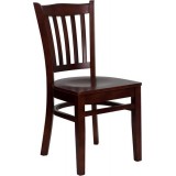 HERCULES Series Mahogany Finished Vertical Slat Back Wooden Restaurant Chair [XU-DGW0008VRT-MAH-GG]
