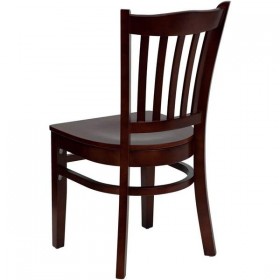 HERCULES Series Mahogany Finished Vertical Slat Back Wooden Restaurant Chair [XU-DGW0008VRT-MAH-GG]