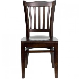 HERCULES Series Walnut Finished Vertical Slat Back Wooden Restaurant Chair [XU-DGW0008VRT-WAL-GG]