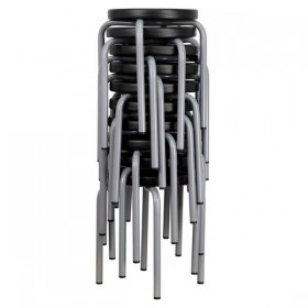 Stackable Stool with Black Seat and Silver Powder Coated Frame [YK01B-GG]