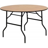 48'' Round Wood Folding Banquet Table with Clear Coated Finished Top [YT-WRFT48-TBL-GG]