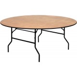 72'' Round Wood Folding Banquet Table with Clear Coated Finished Top [YT-WRFT72-TBL-GG]