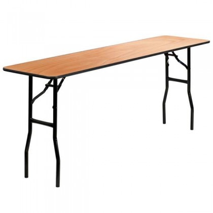 18'' x 72'' Rectangular Wood Folding Training / Seminar Table with Smooth Clear Coated Finished Top [YT-WTFT18X72-TBL-GG]