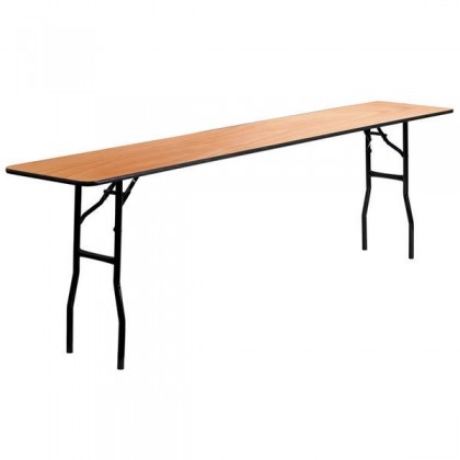 18'' x 96'' Rectangular Wood Folding Training / Seminar Table with Smooth Clear Coated Finished Top [YT-WTFT18X96-TBL-GG]