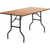 30'' x 60'' Rectangular Wood Folding Banquet Table with Clear Coated Finished Top [YT-WTFT30X60-TBL-GG]