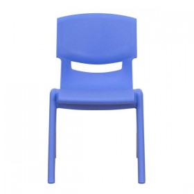 Blue Plastic Stackable School Chair with 12'' Seat Height [YU-YCX-001-BLUE-GG]