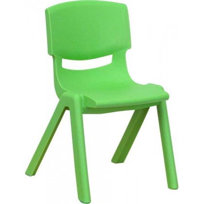 Green Plastic Stackable School Chair with 12'' Seat Height [YU-YCX-001-GREEN-GG]