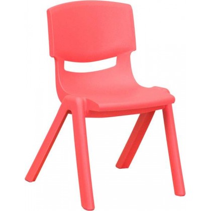 Red Plastic Stackable School Chair with 12'' Seat Height [YU-YCX-001-RED-GG]