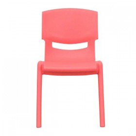 Red Plastic Stackable School Chair with 12'' Seat Height [YU-YCX-001-RED-GG]