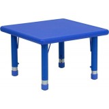 24'' Square Height Adjustable Blue Plastic Activity Table [YU-YCX-002-2-SQR-TBL-BLUE-GG]