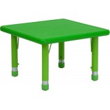 24'' Square Height Adjustable Green Plastic Activity Table [YU-YCX-002-2-SQR-TBL-GREEN-GG]
