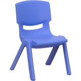 Blue Plastic Stackable School Chair with 10.5'' Seat Height [YU-YCX-003-BLUE-GG]