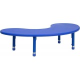 35''W x 65''L Height Adjustable Half-Moon Blue Plastic Activity Table [YU-YCX-004-2-MOON-TBL-BLUE-GG]