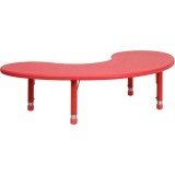 35''W x 65''L Height Adjustable Half-Moon Red Plastic Activity Table [YU-YCX-004-2-MOON-TBL-RED-GG]