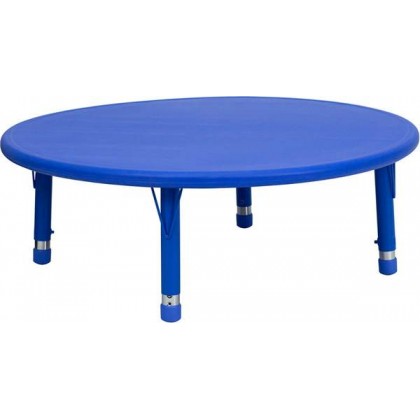 45'' Round Height Adjustable Blue Plastic Activity Table [YU-YCX-005-2-ROUND-TBL-BLUE-GG]