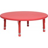 45'' Round Height Adjustable Red Plastic Activity Table [YU-YCX-005-2-ROUND-TBL-RED-GG]