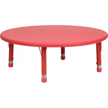 45'' Round Height Adjustable Red Plastic Activity Table [YU-YCX-005-2-ROUND-TBL-RED-GG]