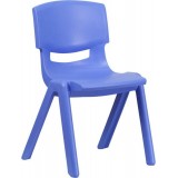 Blue Plastic Stackable School Chair with 15.5'' Seat Height [YU-YCX-005-BLUE-GG]