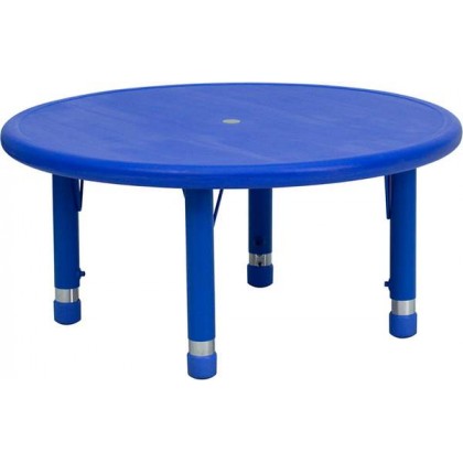 33'' Round Height Adjustable Blue Plastic Activity Table [YU-YCX-007-2-ROUND-TBL-BLUE-GG]