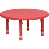 33'' Round Height Adjustable Red Plastic Activity Table [YU-YCX-007-2-ROUND-TBL-RED-GG]