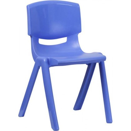 Blue Plastic Stackable School Chair with 18'' Seat Height [YU-YCX-007-BLUE-GG]