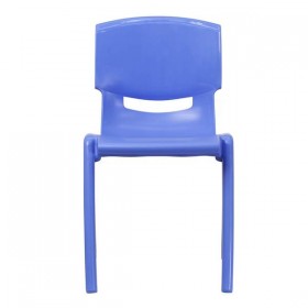 Blue Plastic Stackable School Chair with 18'' Seat Height [YU-YCX-007-BLUE-GG]