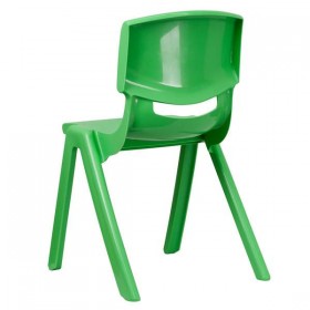 Green Plastic Stackable School Chair with 18'' Seat Height [YU-YCX-007-GREEN-GG]