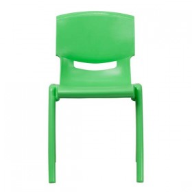 Green Plastic Stackable School Chair with 18'' Seat Height [YU-YCX-007-GREEN-GG]