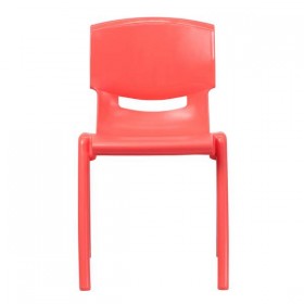 Red Plastic Stackable School Chair with 18'' Seat Height [YU-YCX-007-RED-GG]