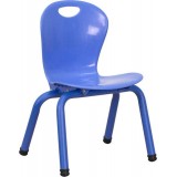 Blue Plastic Stackable School Chair with 11.75'' Seat Height [YU-YCX-009-BLUE-GG]