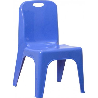 Blue Plastic Stackable School Chair with Carrying Handle and 11'' Seat Height [YU-YCX-011-BLUE-GG]