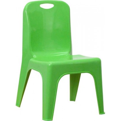 Green Plastic Stackable School Chair with Carrying Handle and 11'' Seat Height [YU-YCX-011-GREEN-GG]