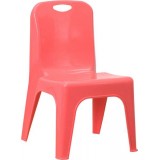Red Plastic Stackable School Chair with Carrying Handle and 11'' Seat Height [YU-YCX-011-RED-GG]