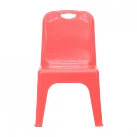 Red Plastic Stackable School Chair with Carrying Handle and 11'' Seat Height [YU-YCX-011-RED-GG]